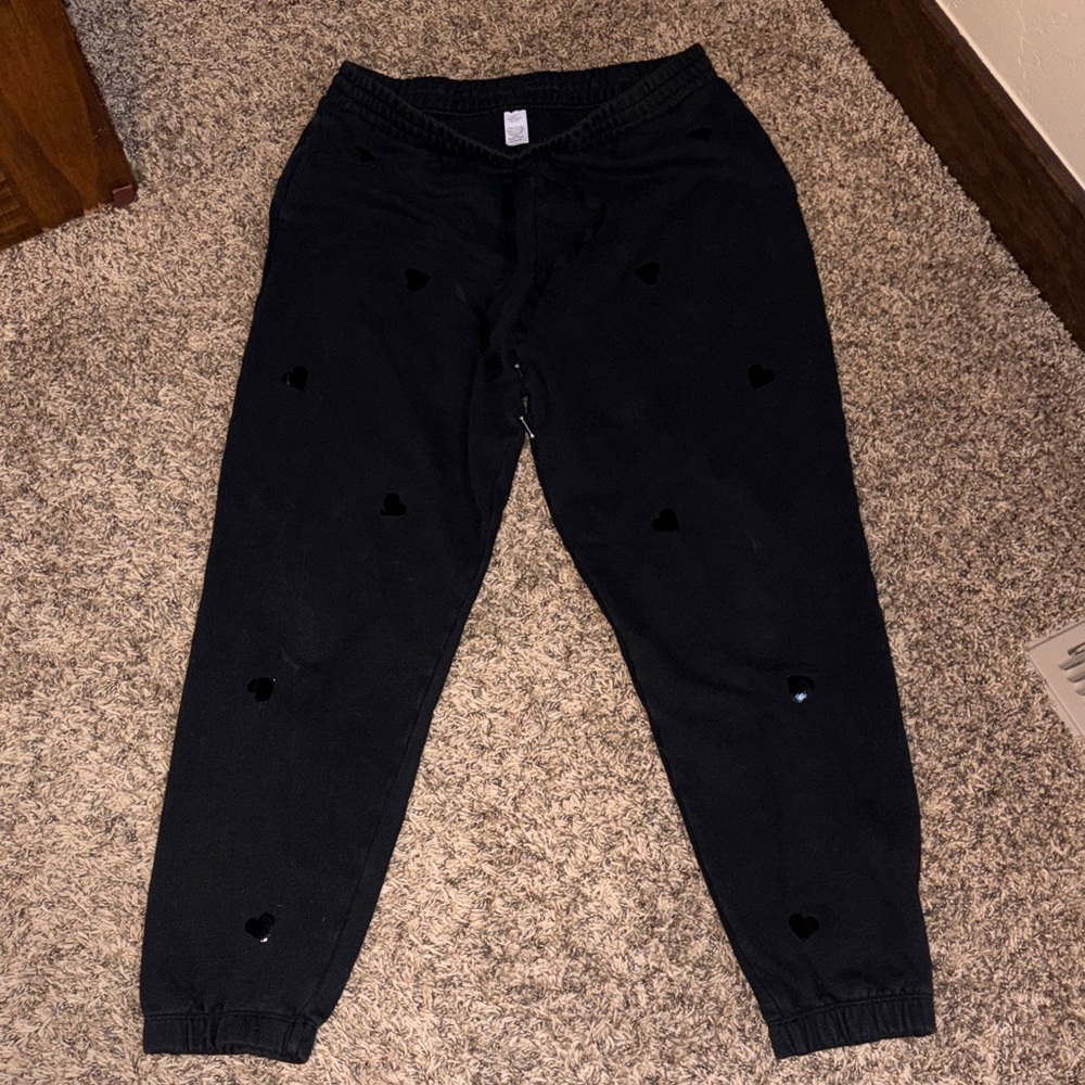 Cute! Victoria’s Secret Joggers with Heart Accents Size Medium
